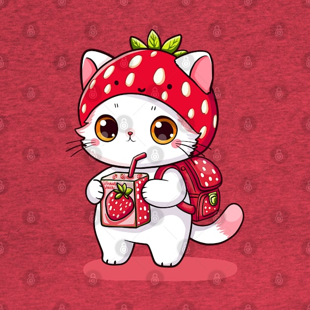 Strawberry Juice Cat by KilkennyCat Art